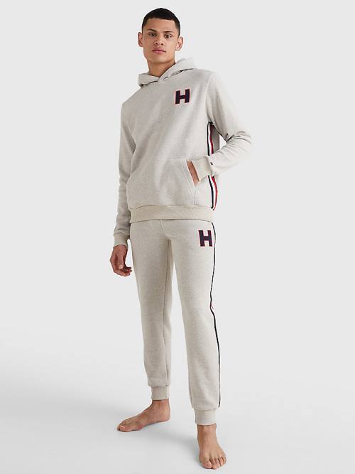 Tommy Hilfiger Exclusive Signature Detail Monogram Kapüşonlu Sweatshirt Erkek Bej Rengi | TH209DBI