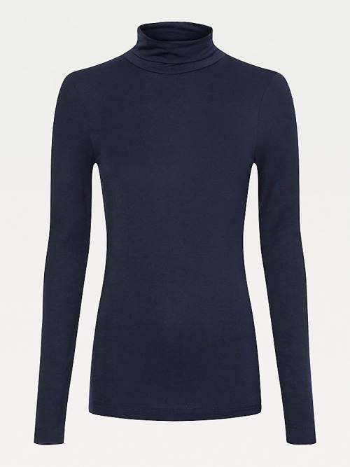 Tommy Hilfiger Extra Slim Fit Roll Neck Tişört Kadın Mavi | TH901TIJ