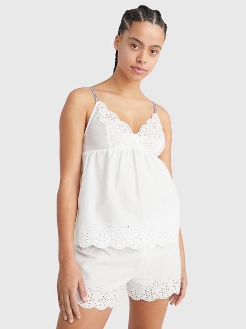 Tommy Hilfiger Eyelet Dantel Cami Pijama Kadın Beyaz | TH549UXA