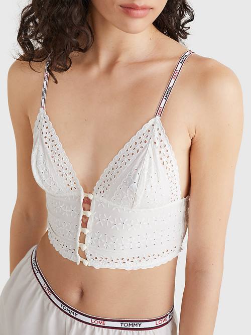 Tommy Hilfiger Eyelet Dantel Longline Bra İç Giyim Kadın Beyaz | TH703QMV