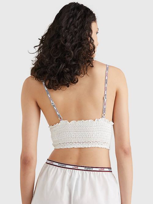 Tommy Hilfiger Eyelet Dantel Longline Bra İç Giyim Kadın Beyaz | TH703QMV