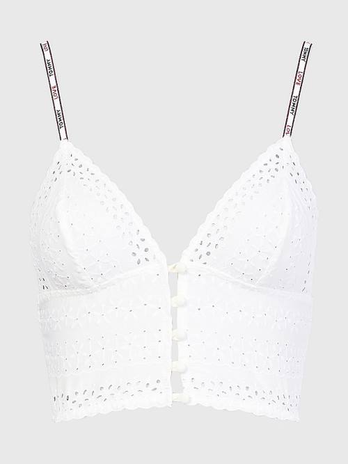 Tommy Hilfiger Eyelet Dantel Longline Bra İç Giyim Kadın Beyaz | TH703QMV