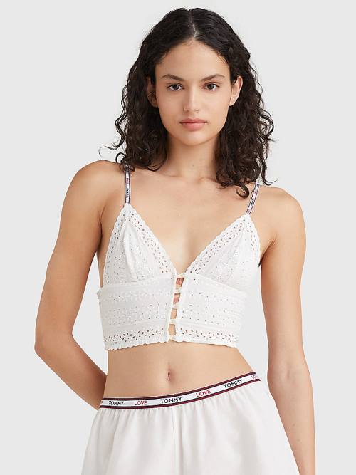 Tommy Hilfiger Eyelet Dantel Longline Bra İç Giyim Kadın Beyaz | TH703QMV