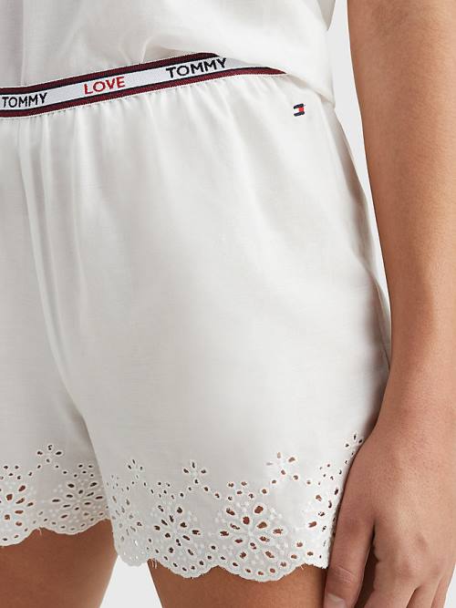 Tommy Hilfiger Eyelet Dantel Shorts Pijama Kadın Beyaz | TH642FWN