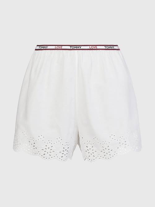 Tommy Hilfiger Eyelet Dantel Shorts Pijama Kadın Beyaz | TH642FWN