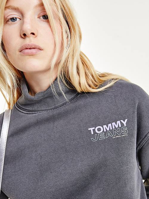 Tommy Hilfiger Faded Boxy Turtleneck Sweatshirt Kadın Siyah | TH415RPE