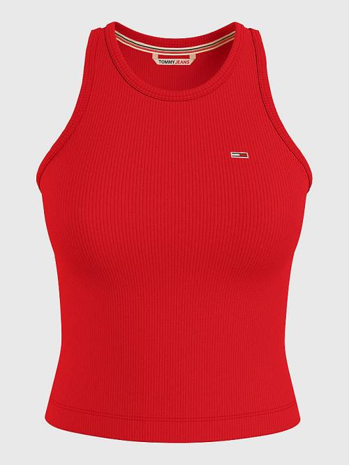 Tommy Hilfiger Feminine Ribbed Tank Top Tişört Kadın Kırmızı | TH097VAR