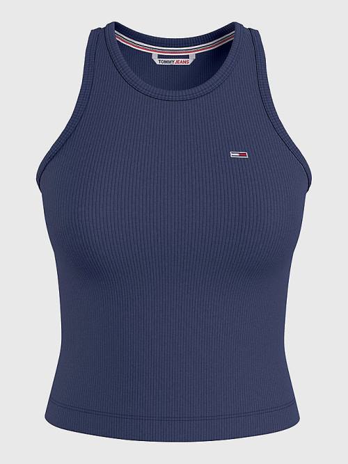 Tommy Hilfiger Feminine Ribbed Tank Top Tişört Kadın Mavi | TH590LEU