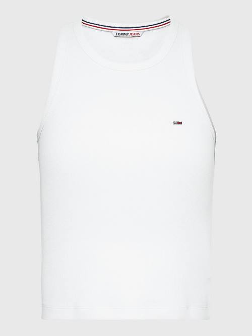 Tommy Hilfiger Feminine Ribbed Tank Top Tişört Kadın Beyaz | TH630UPL