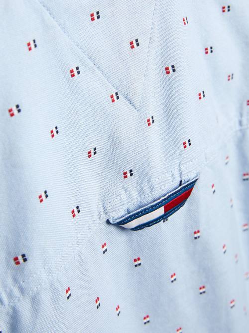 Tommy Hilfiger Flag Detail Oxford Dobby Gömlek Erkek Çocuk Mavi | TH019BGW