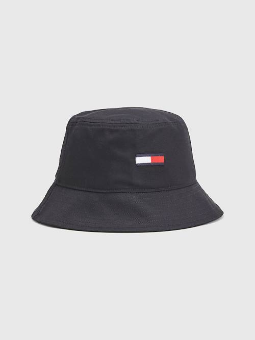 Tommy Hilfiger Flag Embroidery Bucket Şapka Erkek Siyah | TH759MCW