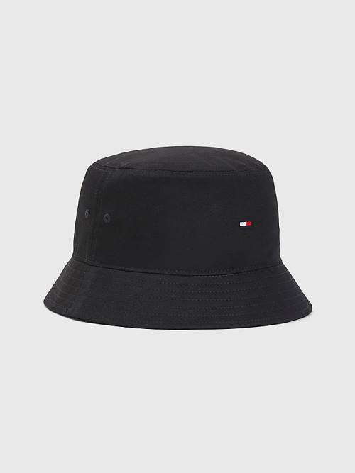 Tommy Hilfiger Flag Embroidery Bucket Şapka Erkek Siyah | TH826NCJ