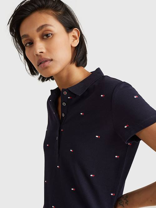 Tommy Hilfiger Flag Embroidery Polo Elbise Kadın Mavi | TH359VRL