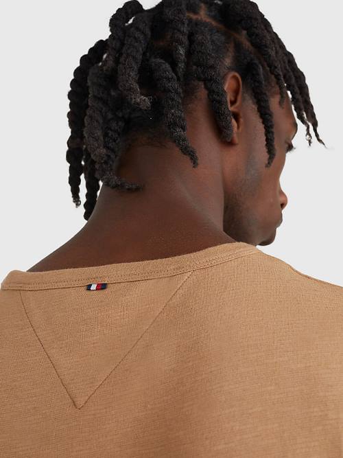 Tommy Hilfiger Flag Embroidery Tişört Erkek Kahverengi | TH371VXC