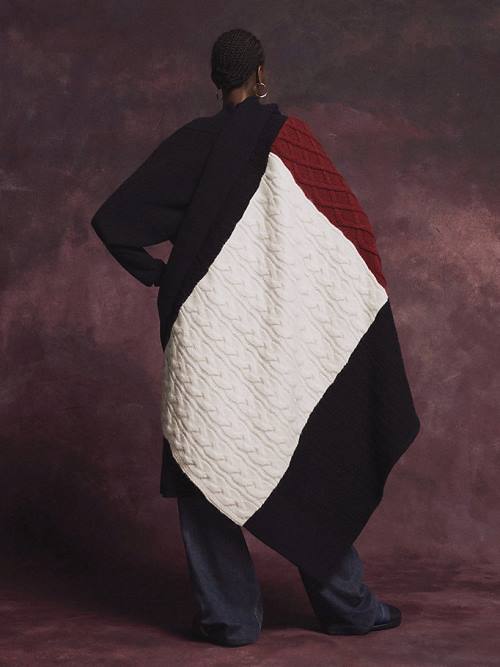 Tommy Hilfiger Flag Icon Colour-Blocked Blanket Fular Kadın Mavi | TH572WIF