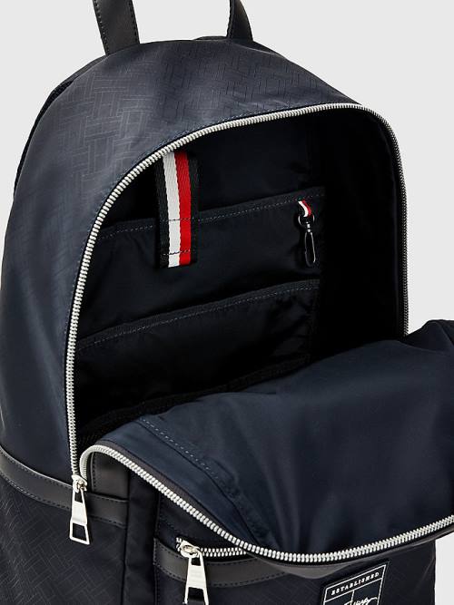 Tommy Hilfiger Flag Jacquard Backpack Çanta Erkek Mavi | TH648ULQ