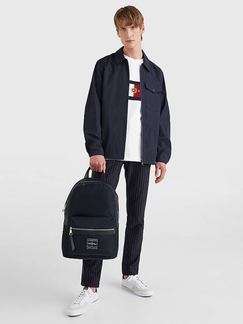 Tommy Hilfiger Flag Jacquard Backpack Çanta Erkek Mavi | TH648ULQ