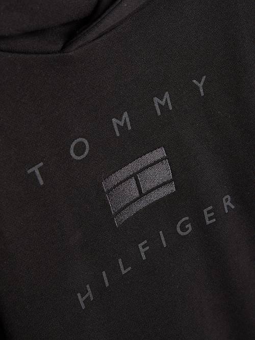 Tommy Hilfiger Flag Logo Kapüşonlu Sweatshirt Erkek Çocuk Siyah | TH672OSQ