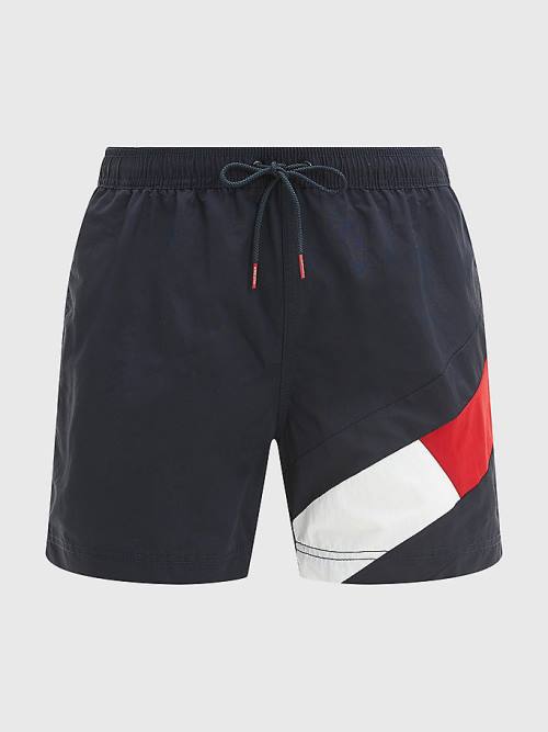 Tommy Hilfiger Flag Mid Cut Cut Cut Length Drawstring Shorts Mayo Erkek Mavi | TH219RUH