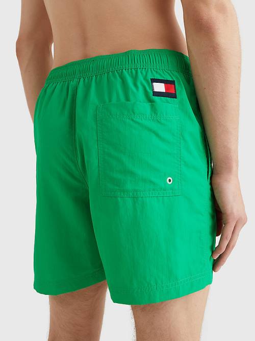 Tommy Hilfiger Flag Mid Cut Cut Cut Length Drawstring Shorts Mayo Erkek Yeşil | TH238ZPE