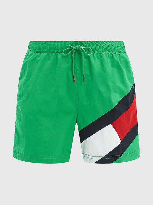 Tommy Hilfiger Flag Mid Cut Cut Cut Length Drawstring Shorts Mayo Erkek Yeşil | TH238ZPE