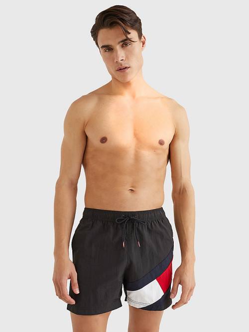 Tommy Hilfiger Flag Mid Cut Cut Cut Length Drawstring Shorts Mayo Erkek Siyah | TH398EDC