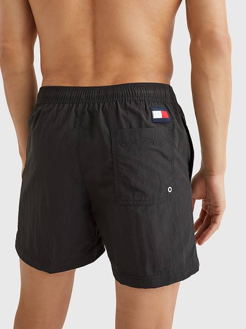 Tommy Hilfiger Flag Mid Cut Cut Cut Length Drawstring Shorts Mayo Erkek Siyah | TH398EDC