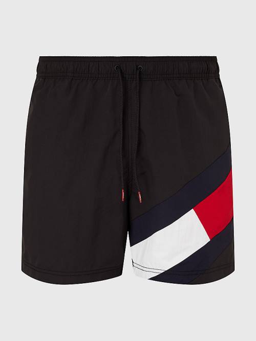 Tommy Hilfiger Flag Mid Cut Cut Cut Length Drawstring Shorts Mayo Erkek Siyah | TH398EDC