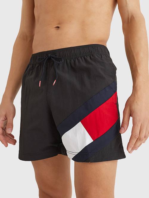 Tommy Hilfiger Flag Mid Cut Cut Cut Length Drawstring Shorts Mayo Erkek Siyah | TH398EDC