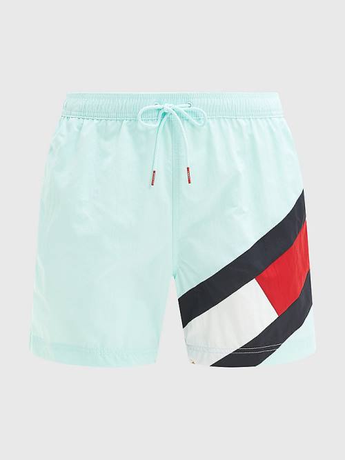 Tommy Hilfiger Flag Mid Cut Cut Cut Length Drawstring Shorts Mayo Erkek Mavi | TH978RYG