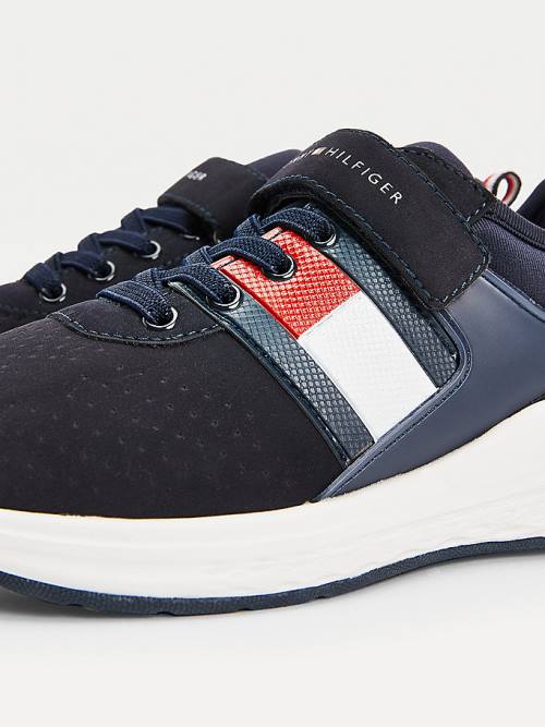 Tommy Hilfiger Flag Panel Askılı Sabitleme Dantel-Up Spor Ayakkabı Erkek Çocuk Mavi | TH962TPM