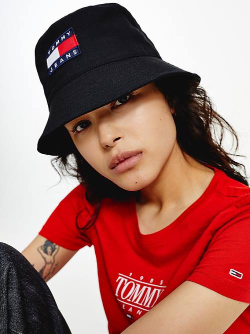 Tommy Hilfiger Flag Patch Bucket Şapka Kadın Siyah | TH470LVR