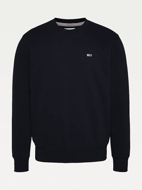 Tommy Hilfiger Flag Patch Fleece Sweatshirt Erkek Siyah | TH078WJF