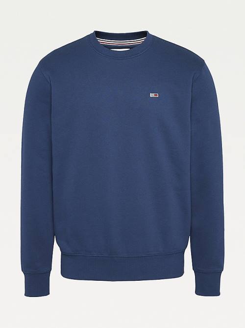 Tommy Hilfiger Flag Patch Fleece Sweatshirt Erkek Mavi | TH172GIZ