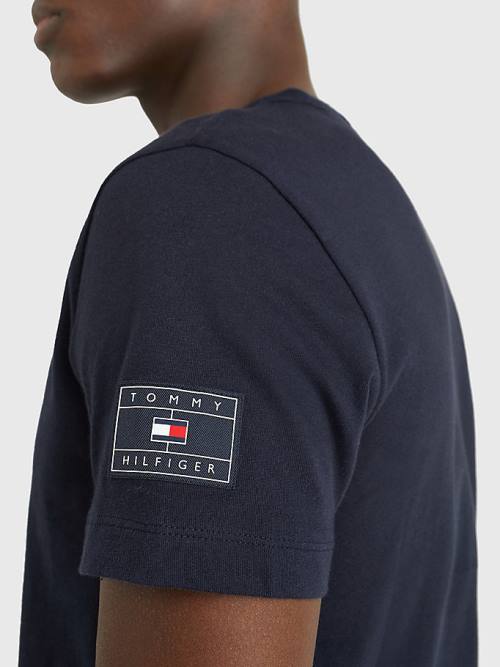 Tommy Hilfiger Flag Patch Sleeve Tişört Erkek Mavi | TH096MJF