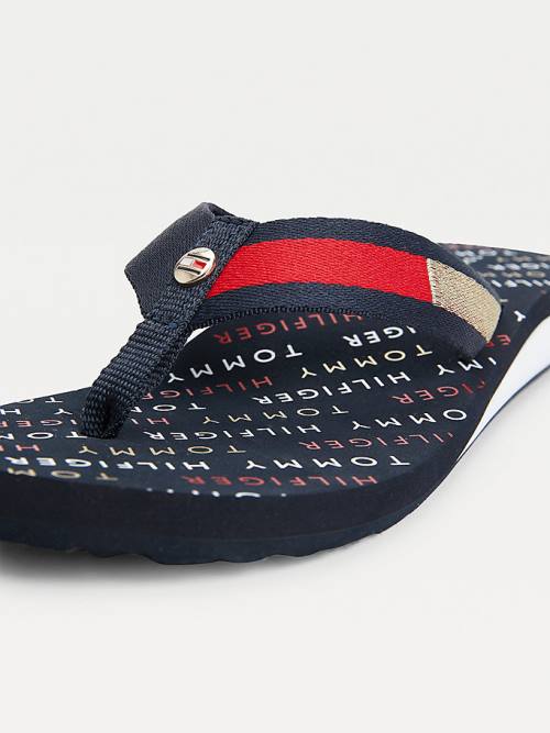 Tommy Hilfiger Flag Plaque Mid Cut Cut Cut-Wedge Flip-Flop Sandalet Kadın Mavi | TH407LGC