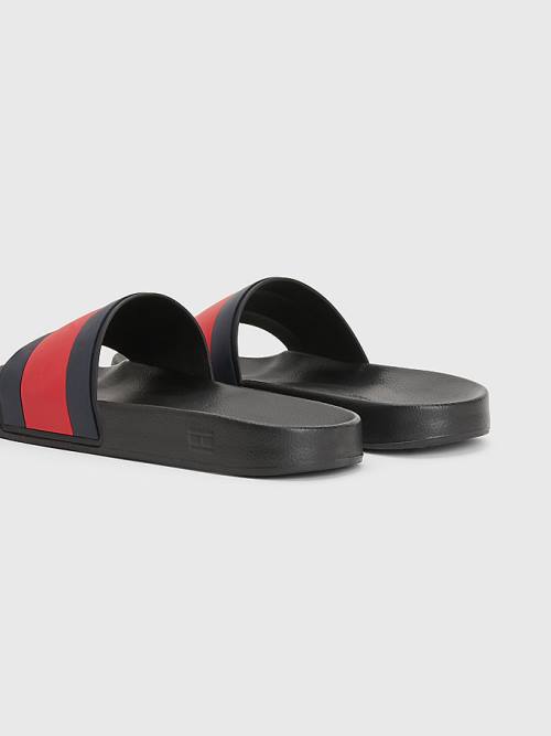 Tommy Hilfiger Flag Pool Slides Sandalet Erkek Siyah | TH367ROB