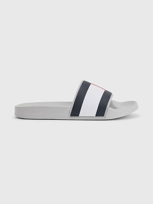 Tommy Hilfiger Flag Pool Slides Sandalet Erkek Gri | TH935CYB