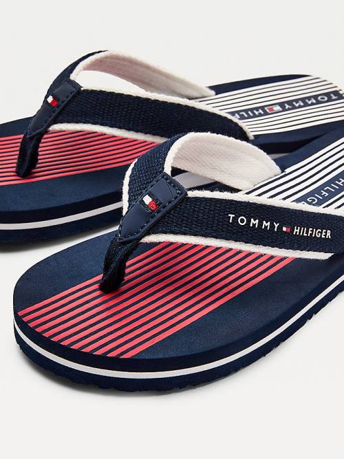 Tommy Hilfiger Flag Print Flip Flops Sandalet Erkek Çocuk Mavi | TH280UMY