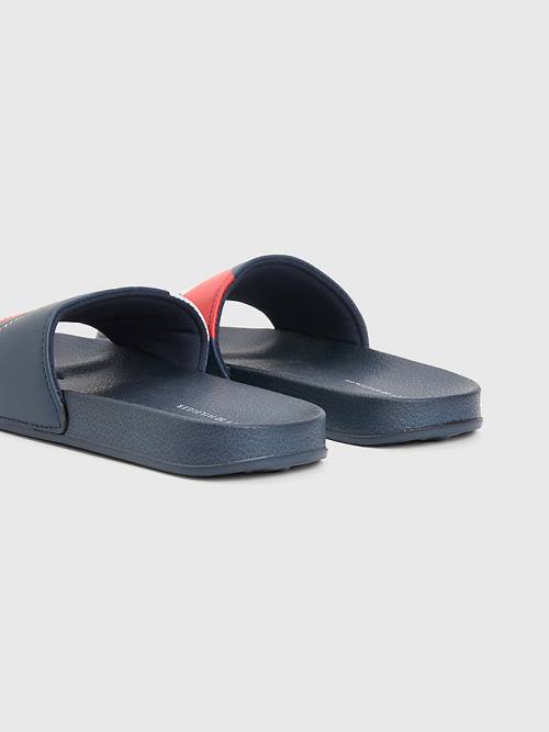 Tommy Hilfiger Flag Print Pool Slides Sandalet Erkek Çocuk Mavi | TH301NTU