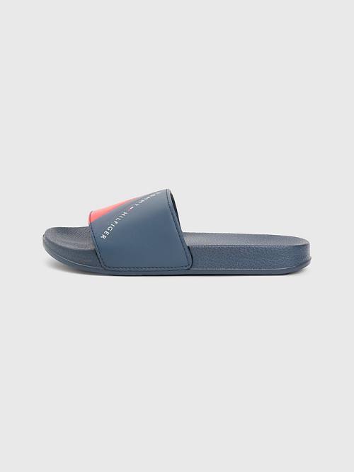 Tommy Hilfiger Flag Print Pool Slides Sandalet Erkek Çocuk Mavi | TH301NTU