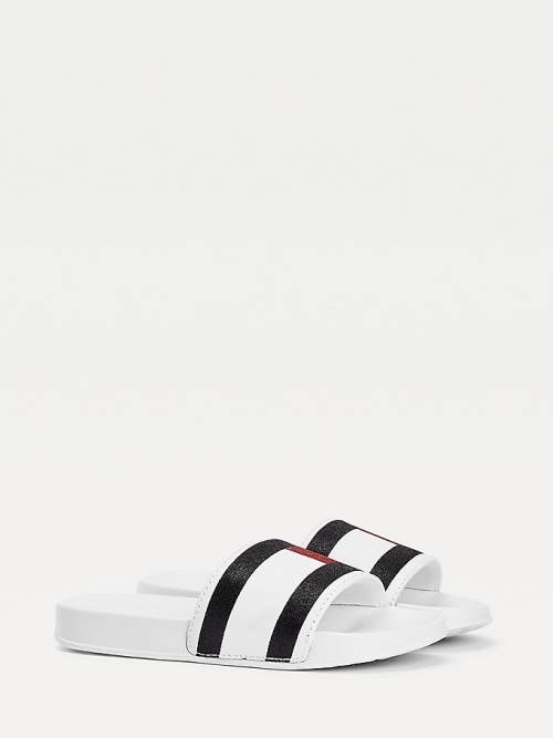 Tommy Hilfiger Flag Print Slides Sandalet Kiz Çocuk Beyaz | TH653UIV