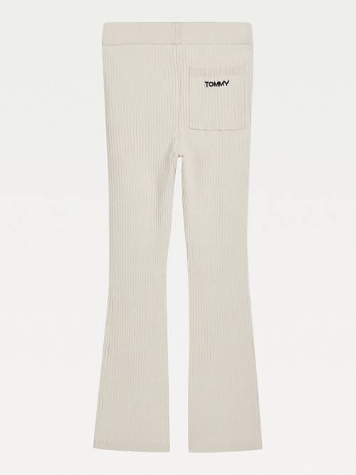 Tommy Hilfiger Flared Rib-Knit Pantolon Kiz Çocuk Bej Rengi | TH057KAT