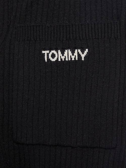 Tommy Hilfiger Flared Rib-Knit Pantolon Kiz Çocuk Siyah | TH201FEP