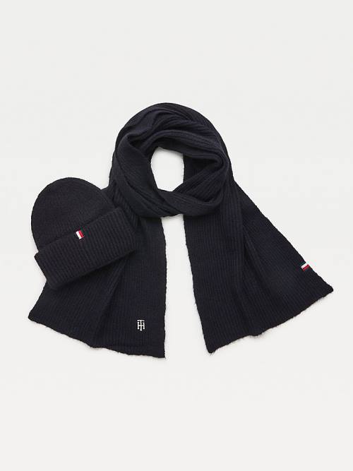 Tommy Hilfiger Flecked Scarf And Beanie Gift Set Şapka Kadın Mavi | TH947XPD