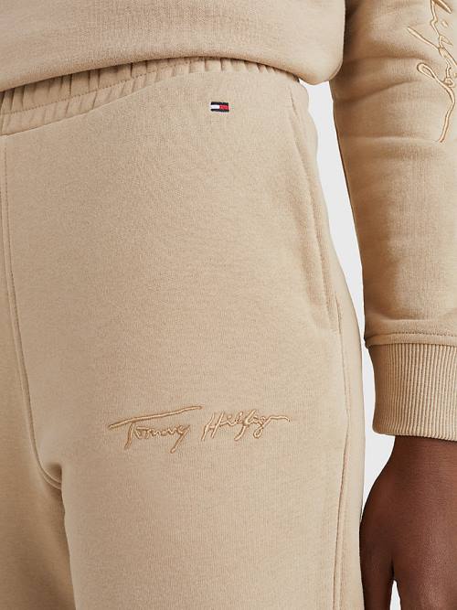 Tommy Hilfiger Fleece Cuffed Leg Joggers Pantolon Kadın Bej Rengi | TH263TMH