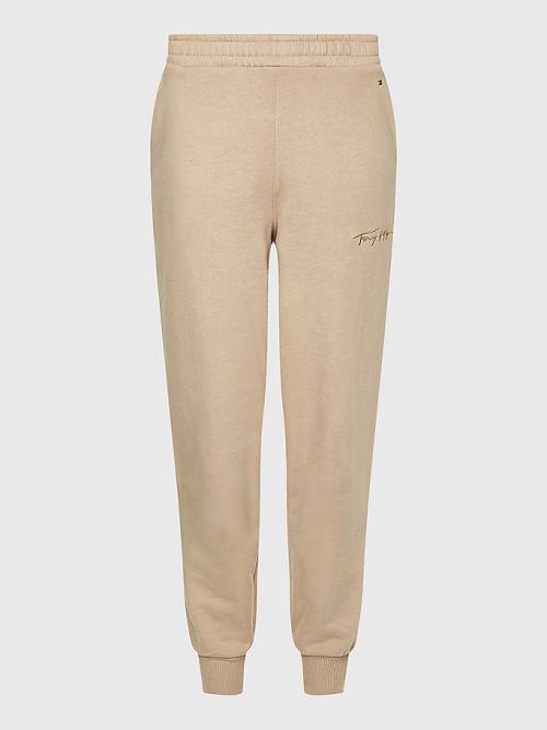 Tommy Hilfiger Fleece Cuffed Leg Joggers Pantolon Kadın Bej Rengi | TH263TMH