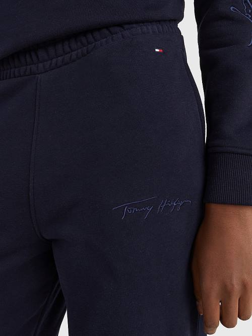 Tommy Hilfiger Fleece Cuffed Leg Joggers Pantolon Kadın Mavi | TH504ZQH