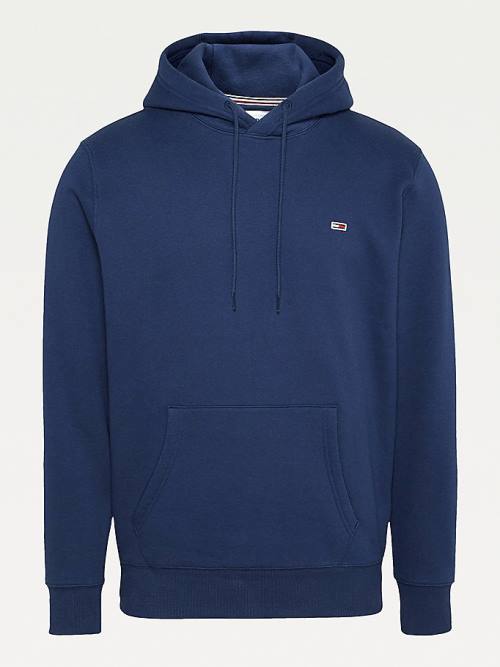 Tommy Hilfiger Fleece Flag Patch Kapüşonlu Sweatshirt Erkek Mavi | TH597RZP