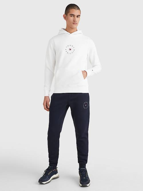 Tommy Hilfiger Flex Fleece Graphic Kapüşonlu Sweatshirt Erkek Beyaz | TH754FWV